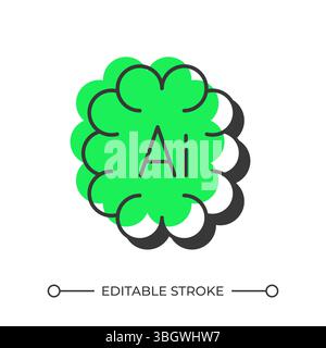 AI development offset shadow line icon Stock Vector