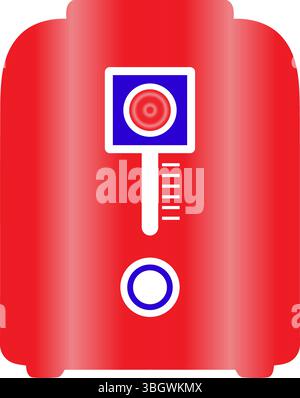 Red Toaster Icon with Blue & Red Control - Modern Kitchen Appliance Vector Stock Vector