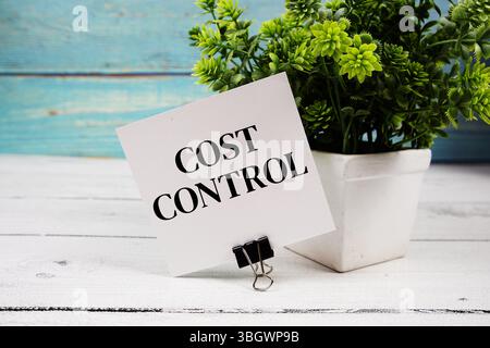Cost Control text written on paper card on wooden background Stock Photo