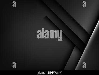 abstract dark grey background featuring overlapping panels with subtle shadows and highlights, creating depth and a modern sophisticated aesthetic cor Stock Vector