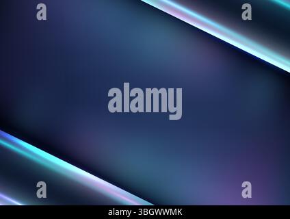 futuristic abstract technology background featuring dark blue space with glowing stripes and vibrant purple angular edges, modern digital design, corp Stock Vector