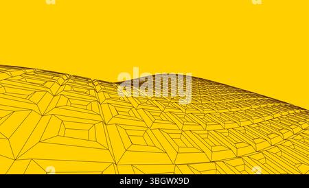 Abstract digital 3D surface with geometric grid landscape and 3D square pattern Stock Vector
