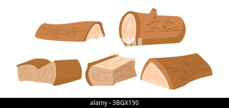 Firewood Logs Cartoon Collection Stock Vector