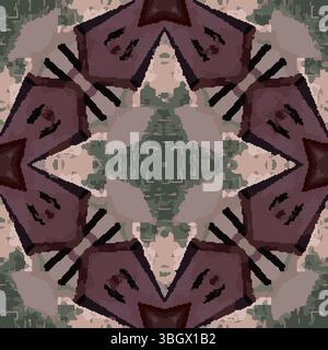 Plum Green Geometric Kaleidoscope Vector Stock Vector