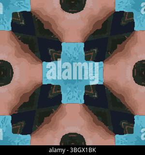 Turquoise Black Cross Kaleidoscope Vector Stock Vector