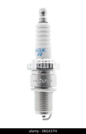 NGK spark plug on white background Stock Photo