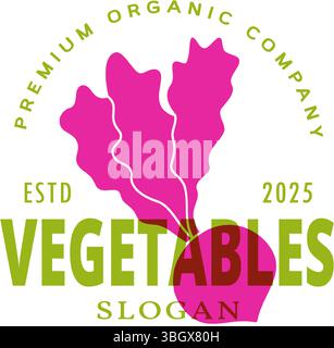 Turnip logo design template. Natural vegetarian food symbol. Organic vegetable logotype for farm company or food package design. Stock Vector
