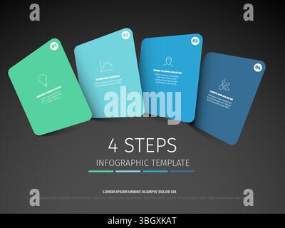 Present your business process or workflow using this four steps infographic template. This modern infographic template provides a clear visualization Stock Vector