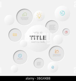 This modern circular infographic template features a clean design layout with multiple circles. It's a minimalist, modern template ideal for presentat Stock Vector