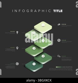 A modern infographic template presents a step-by-step process with six numbered steps. This versatile infographic design is ideal for visualizing hier Stock Vector