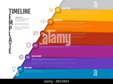 A professional and modern timeline template showing years, events, and milestones in a gradient design. Use this timeline template for business report Stock Vector