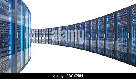 Server room with transparent background 3d Stock Photo