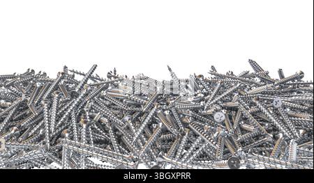 Pile of wood screws 3d transparent background Stock Photo
