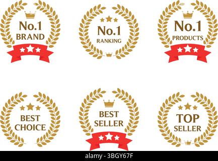 No.1 Brand Best Choice Gold Badge Vector Set Stock Vector