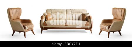 Modern furniture half set isolated  on white background Stock Photo