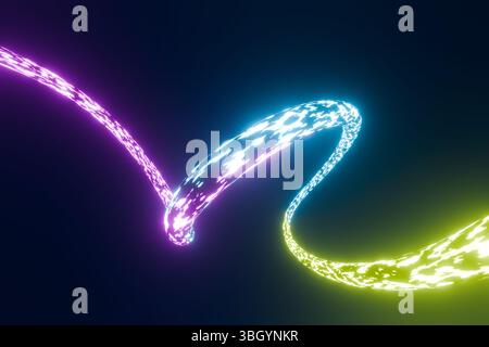 Curved luminous textured ribbons animation Stock Photo