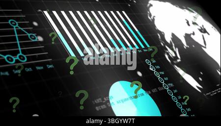 Image of question marks over data processing Stock Photo