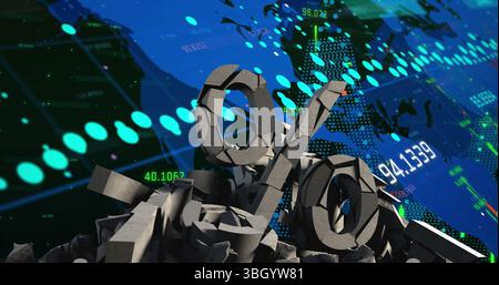 Image of percent symbol over data processing on black background Stock Photo