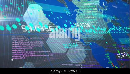 Image of binary coding data processing and network of connections Stock Photo