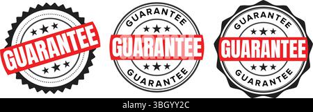 Guarantee Stamp Vector Set - Bold Quality Assurance Badges & Seals Stock Vector