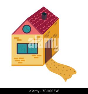 Little house in flat style isolated on white background. Stock Vector