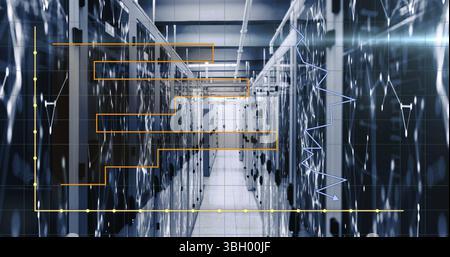 Image of graphs and connections over servers Stock Photo