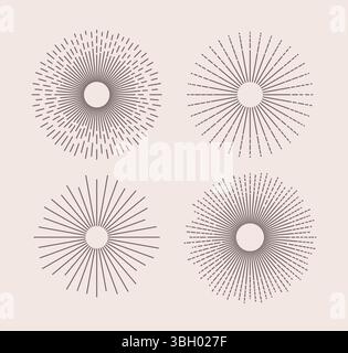 Retro sunburst coolection. Vintage sunburst, starburst, light spark vector elements. Stock Vector