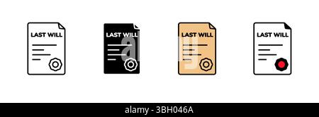 Icon of last will document: simple, modern designs in multiple colors and styles Stock Vector