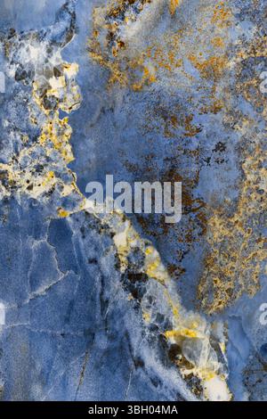 Blue and Gold Marble Ceramic Tile Texture Stock Photo