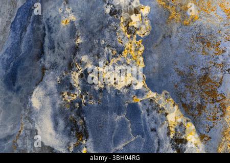 Blue and Gold Marble Ceramic Tile Texture Stock Photo