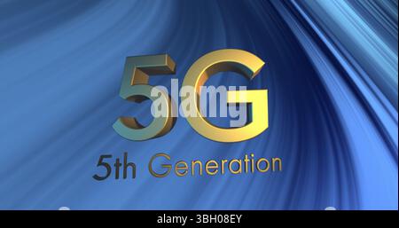 Image of 5g 5th generation text over blue background Stock Photo