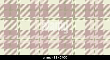 Seamless pattern with classic plaid design in muted tones of beige, light pink, and olive green. Pattern consists of a traditional tartan look. Stock Vector