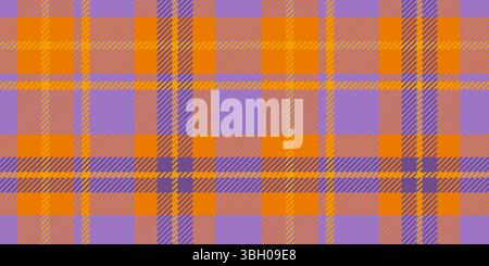 Purple and Orange Plaid Pattern, Seamless Tartan Checkered Design, Perfect for Textiles, Fashion, Home Decor, and Wallpaper Stock Vector