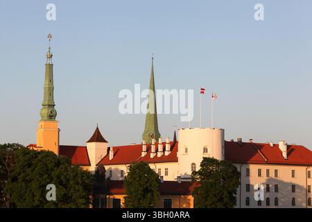 Riga castle is a castle on the banks of river Daugava and the official residence of the president of Latvia in Riga, the capital of Latvia Stock Photo