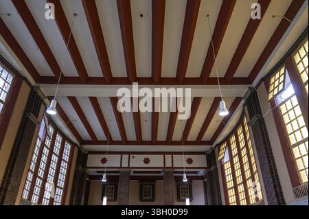 Flensburg, Schleswig-Holstein, Germany, June 25, 2024 - Interior design of the ceiling of the central railway station, Europe Stock Photo