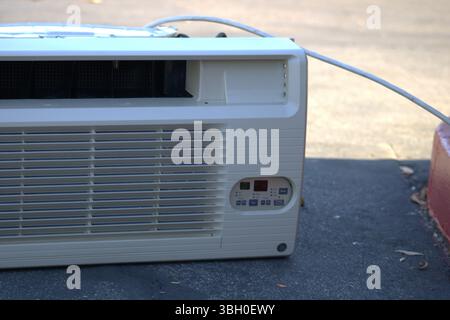 old air conditioning unit up close Stock Photo