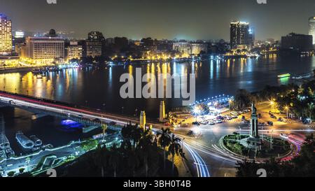Aerial view of the city of Cairo along the Nile river Stock Photo - Alamy