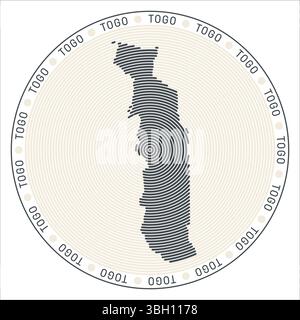 Togo round logo design. Country shape build of rings. Togo text around the country. Vector Illustration. Stock Vector