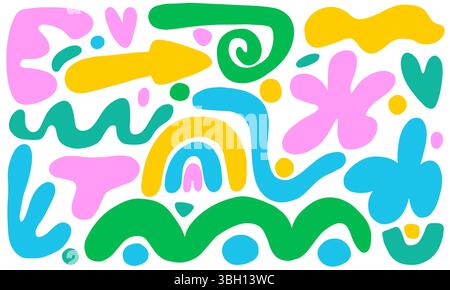 Hand drawn colorful abstract shapes set Stock Vector
