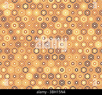 Vector background. Plain hexagon frames. Orange color tones. Hexagon cells. Tileable pattern. Seamless vector illustration. Stock Vector