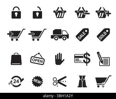 Shopping cart Pixel Perfect Vector Icons for Web Graphics. Simple Minimal Stock Vector