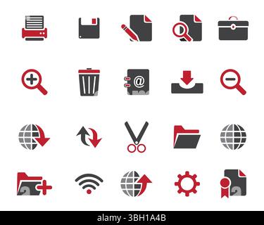Grey and maroon Web icon set vector, Contact us icons vector for web ...