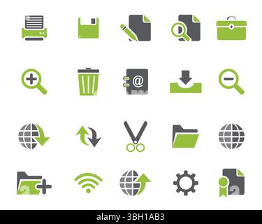 Grey and light green Web icon set vector, web and graphic icons vector for web computer and mobile Stock Vector