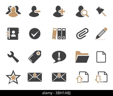 Brown and black Web icon set symbol vector. Vector flat editable isolated set of icons Stock Vector
