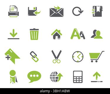 Grey and light green Web icons set vector, web and communication icons vector for web computer and mobile Stock Vector