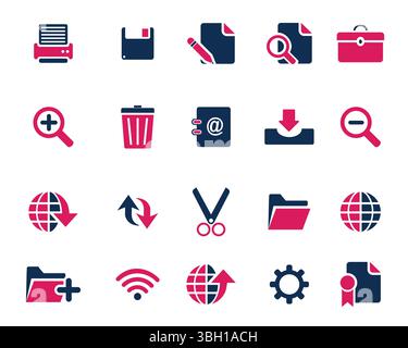 Pink and blue Web icon set vector, web and graphic icons vector for web computer and mobile Stock Vector