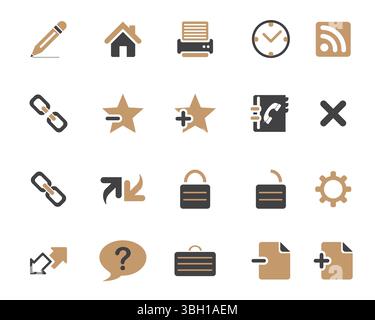 Brown and black Web icon vector, Contact us icons vector for web computer and mobile Stock Vector