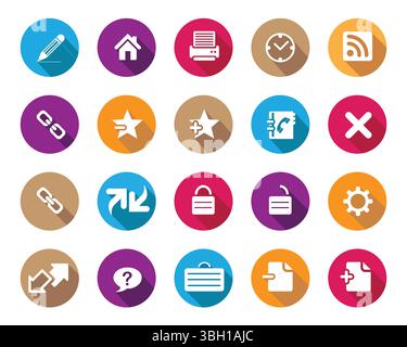 Simple White web icons on colorful sphere with shadow, vector, Contact us icons vector for web computer and mobile Stock Vector