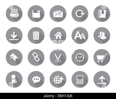 White web icons on grey sphere set vector, web and communication icons vector for web computer and mobile Stock Vector
