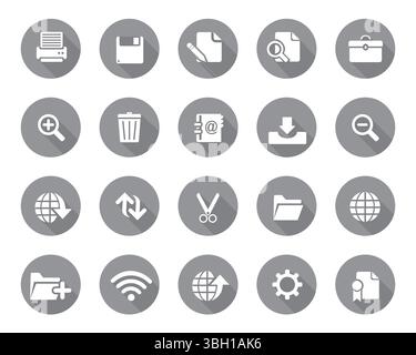 White web icons on grey sphere set vector, web and graphic icons vector for web computer and mobile Stock Vector
